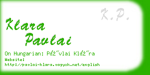 klara pavlai business card